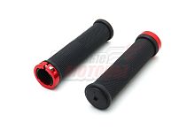 Ручки руля Вело 130мм (пара) один алюминиевый наконечник (разные цвета)