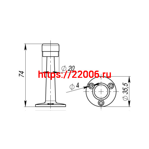 Упор Armadillo (Армадилло) дверной настенный STOPPER/ZA033 (DH033ZA) AB-7 бронза фото 3